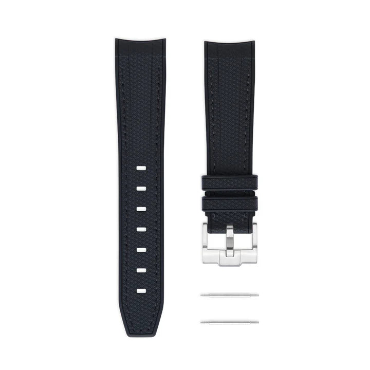 Bracelet en caoutchouc incurvé noir de jais
